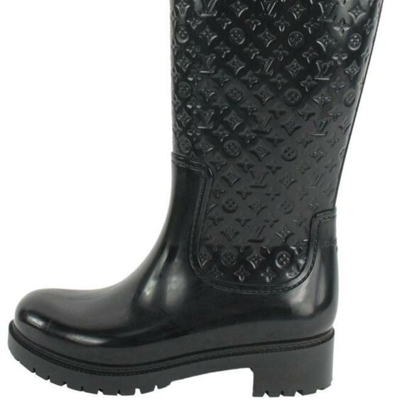 Louis Vuitton Women's Black Rubber Rainboots Tall Rain Boots - Picture 1 of 9